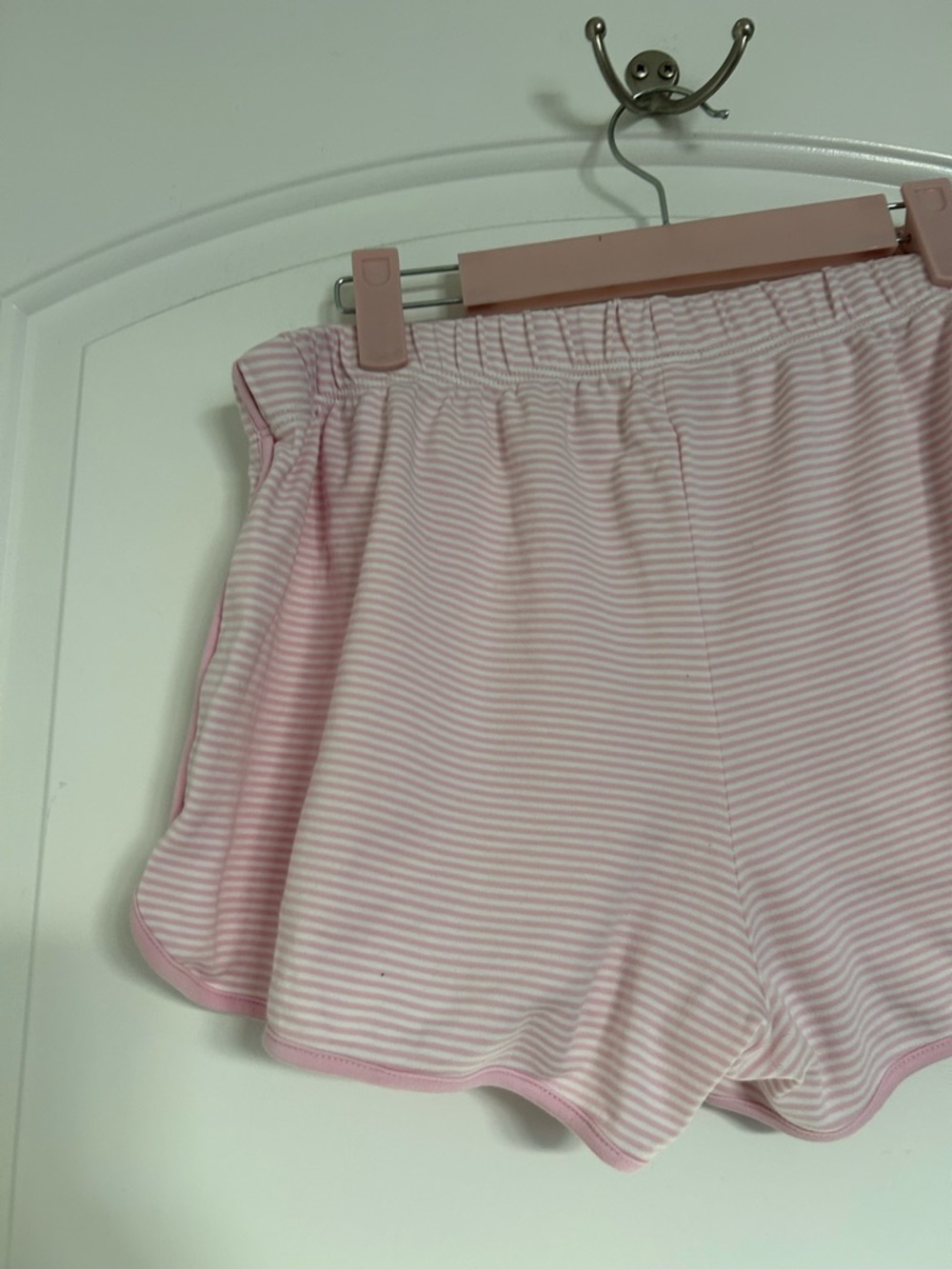Lake 100% Pima Cotton Enligh Rose Stripe Pink Pajama Shorts Size M cozy lounge - Picture 8 of 11